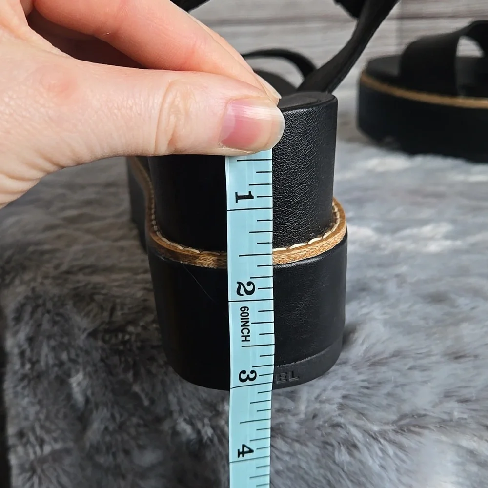 Sorel Black/Tan Platform Sandals, Womens 9 - Picture 12 of 12